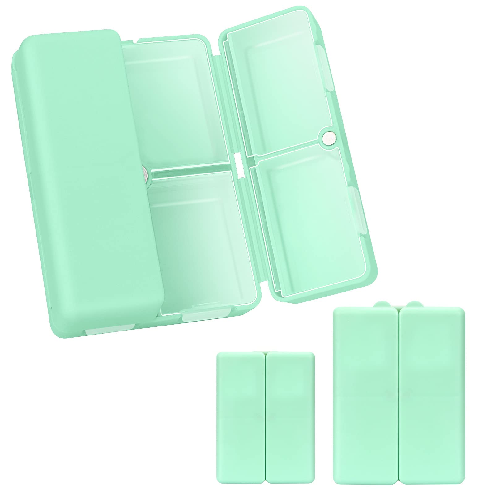 FYY 2 Pcs Daily Pill Organizer, 7 Compartments Portable Pill Case Travel Pill Organizer,[Folding Design] Pill Box for Purse Pocket to Hold Vitamins,