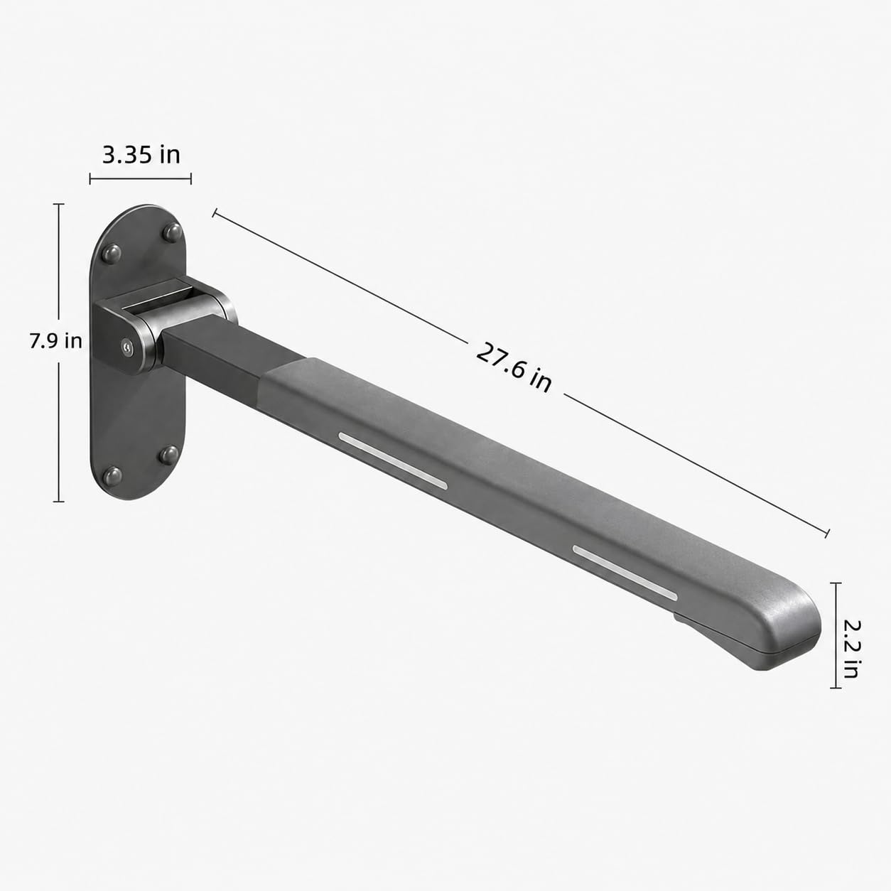 Barra de agarre plegable para inodoro, antideslizante, impermeable, soporte de pasamanos de seguridad para personas mayores y embarazadas (negro)