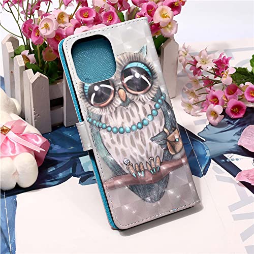 Cotdinfor Compatible With Iphone 13 Pro Max Wallet Case Leather With Card Holder And Kickstand 3D Painted Effect Design Flip Phone Case For Iphone 13 Pro Max 6.7 Inch Lady Owl Yb #TOP5