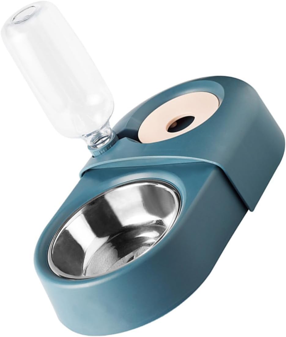 Automatic Dog Feeder and Water Bowl with Anti-Spill Design, Blue Plastic Pet Feeding Basin Suitable for Dogs and Cats