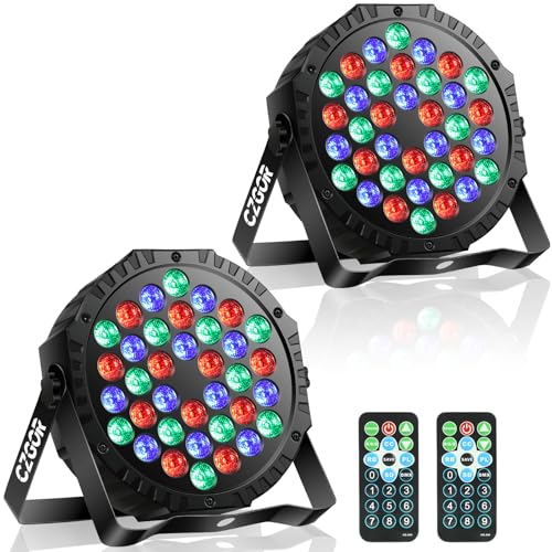 Czgor LED-Bühnenlichter, 36 W, RGB-DJ-Par-Lichter mit Soundaktivierung, automatische Wiedergabe per Fernbedienung und DMX-Steuerung, Uplights für Veranstaltungen, Hochzeit, Party, Club, Weihnachten