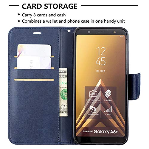 Capa flip magnética ZOOMALL para Samsung Galaxy A6 Plus 2018, carteira fina, capa de livro com 1 pro