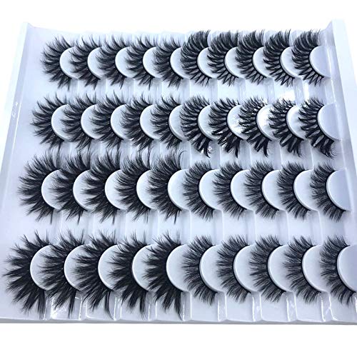 Hbzgtlad 20 Pairs 5D Mink Lashes Natural False Eyelashes Dramatic Volume Fake Lashes Makeup Eyelash Extension Silk Eyelashes(F067) #TOP4