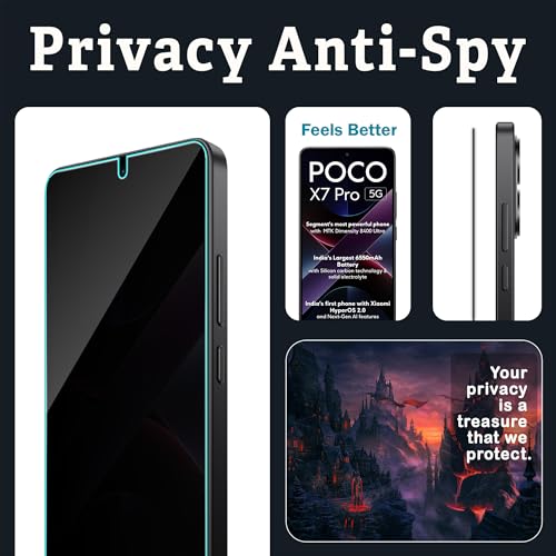 Image of ArmourPro Privacy Tempered Glass Screen Protector Compatible for Poco X7 Pro (6.67 Inch) with Edge-to-Edge Protector Coverage and Easy Installation kit (Pack of 2)