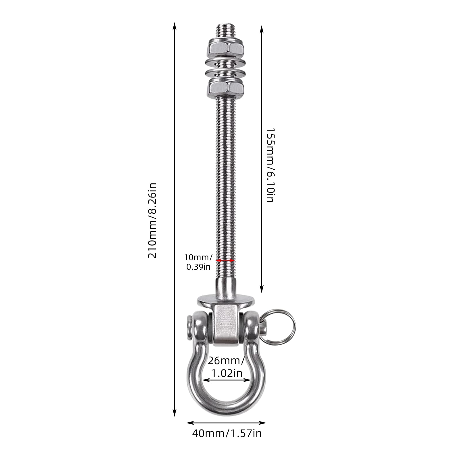 Ganci per altalena con cuscinetto, bulloni da appendere, 2/4 pezzi, gancio a moschettone per amaca, gancio a moschettone da 21 cm, kit di montaggio per appendere amache, altalena portico,