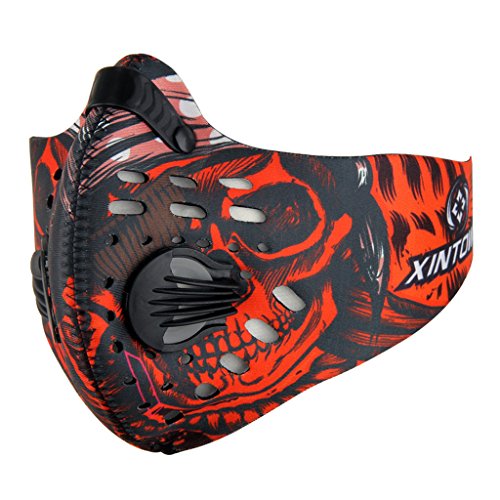 Skysper Masque de Protection Respiratoire Masque Anti-Pollution Thermique Coupe-Vent Anti-poussière pour Sport Moto Vélo Activités en Plein air (N95-Rouge)