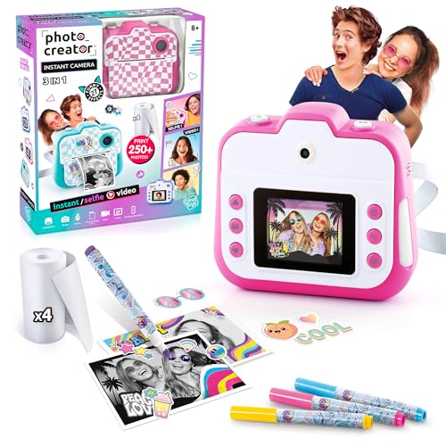 Image of Photo Creator 3-in-1 Instant Camera for Kids - Pink; Camera, Instant Printer & Photo Booth with Fun Frames & Filters