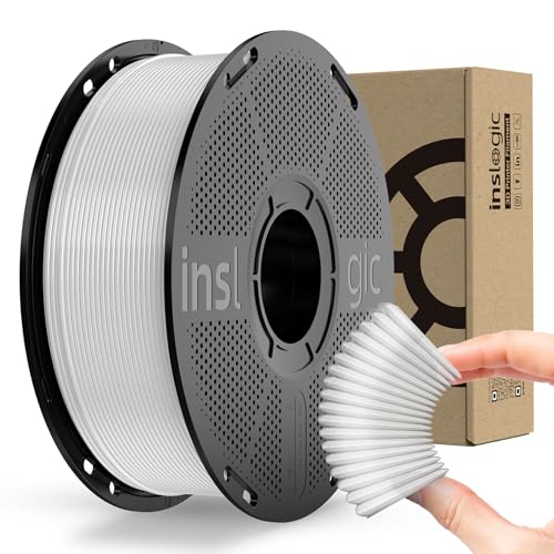 Inslogic TPU Filament 1.75mm, 95A Soft 3D Printer Filament, Flexible 3D Filament 1kg Spool (2.2 lbs), Durable & Wear-Resistant, Dimensional Accuracy +/- 0.02 mm (Transparent White)