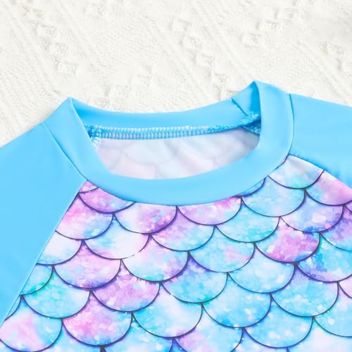 Image of HILEELANG Toddler & Little Girls' Long Sleeve Rash Guard Swimwear Set - UV Protection, 2-Piece Design, Fun Prints, 2-9 Years