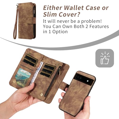 Coque Google Pixel 6A avec portefeuille zippé et protection écran - 4