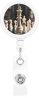 Badge Reel Retractable Badge Holder with Alligator Clip Black and White Chess Badges Reel Nurse ID Card Holder Heavy Duty Name Tag Holders Cute Badges Clip for Office Worker Doctor
