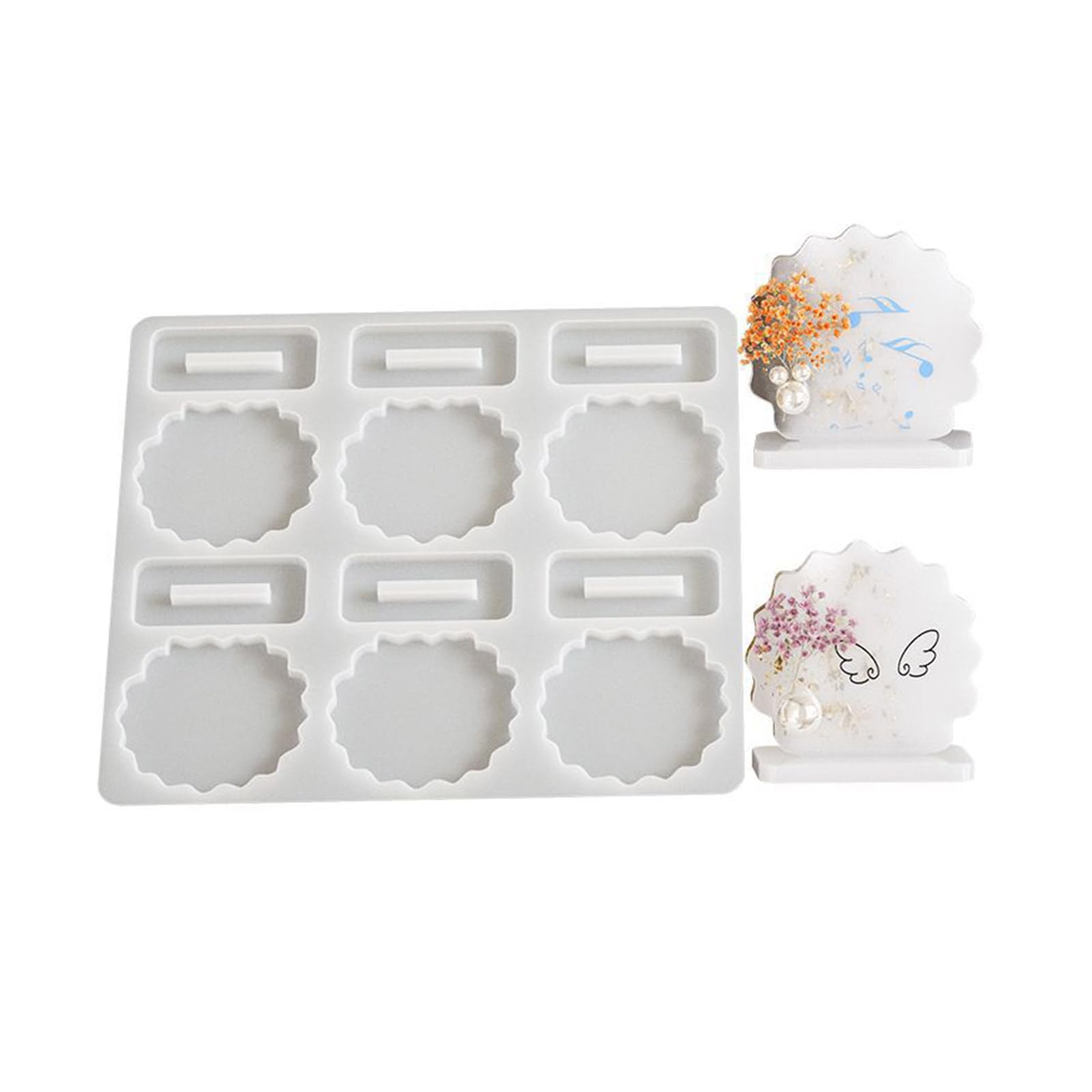 NEWFT Flexible Silicone Mold for Unique Tabletop Ornament Dried Flower Photo Frame Resin Mould Home Desktop Decoration