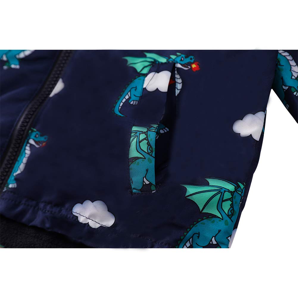 LZH Bambini Impermeabile Ragazzi Giacca con Cappuccio Dinosauro Cappotto + Pantaloni Set
