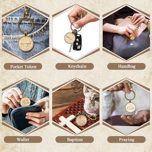 Image of Fumete Christian Keychain Bulk Bible Verse Religious Key Chains Scripture Quote Positive Gift for Women Men Church Pastor