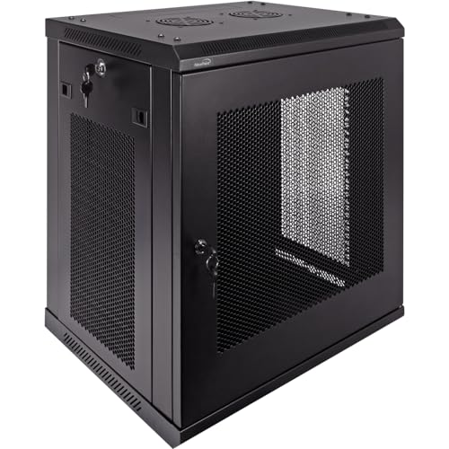 Image of NavePoint 12U Server Rack Enclosure - 17.7 inch Deep, Wall Mount Network Cabinet with Locking Perforated Door, 19 inch IT Equipment Compatible, Network Rack, Removable Side Panels, Black