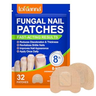 Fungal Nail Patches, 32Pcs Toe Nail Fungal Treatment Pads, 8-Hour Nighttime Toenail Fungus Treatment Restores Healthy Appearance, Reduces Discoloration & Thickness, Overnight Repair for Damaged Nails