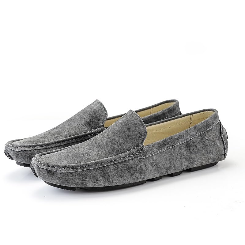 Men's Loafers Round Toe Leather Driving Style Loafer Anti-Slip Flexible Lightweight Classic Slip On3
