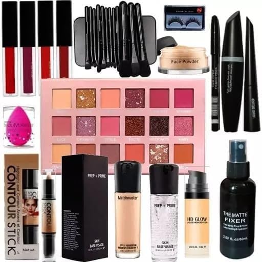 Makeup Kit Set with Eyeshadow Palette, Mascara, Eyeliner, Lip Gloss, Face Powder, Makeup Brushes, Beauty Blender, Setting Spray-image-18