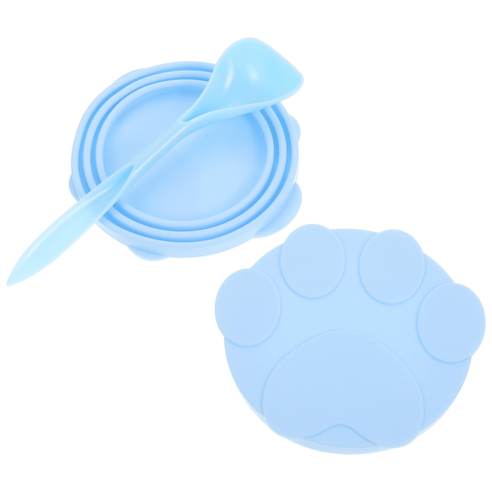 INOOMP Dishwasher Safe Can Lids Pet Food Spoon Accessory Silicone Easy to Open/Cover Freshness Seal for Cats