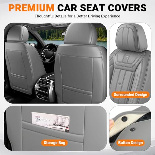 Image of Car Seat Cover for Chevrolet Trax Seat Covers 2015-2025, Nappa Leather Waterproof Seat Covers for Cars, Airbag Compatible, Automotive Car Seat Covers Full Set(5 Seats /Gray)