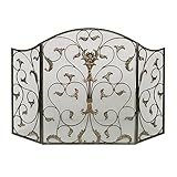 Ashville Decorative Metal Mesh Panels Fireplace Screen Antique Bronze