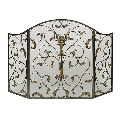Ashville Decorative Metal Mesh Panels Fireplace Screen Antique Bronze