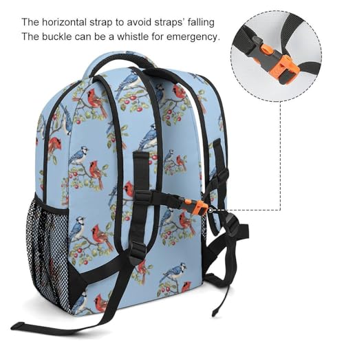 Blue Jay Bird Cardinal Bird Funny Backpack Casual Daypack Lightweight Shoulders Bag for Men Women Cute Print3