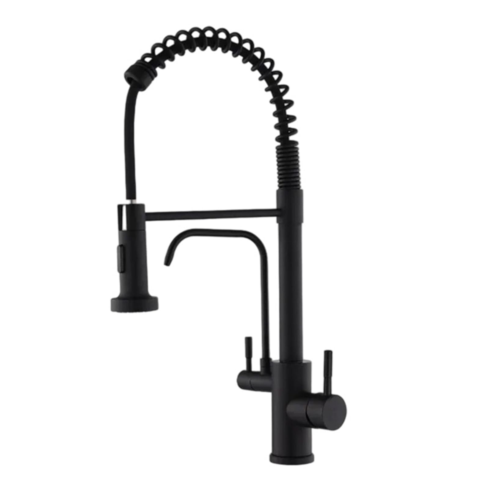 ZYCHSJXA 3 Way Kitchen Tap Pull Out Swivel Stainless Steel Sink Taps Purified Water Hot and Cold Water-Black