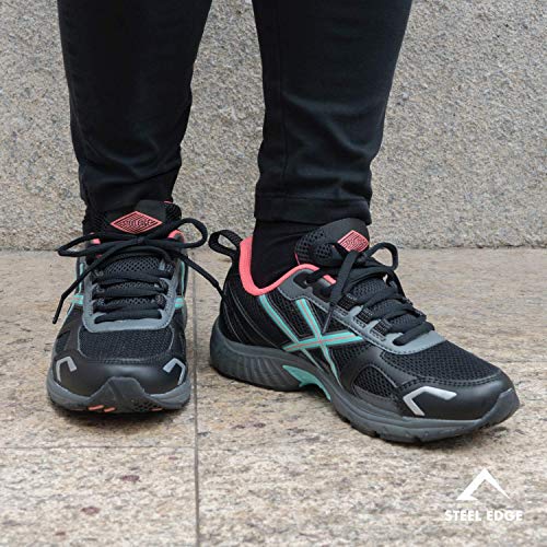 Steel Edge Walking Shoes for Women, Solid Rubber Arch Support Shoes for Women, Comfortable Insole Women's Shoes, Mesh Fabric Running Shoes for Women, Trail Specific Design Shoes Black - Thumbnail 4