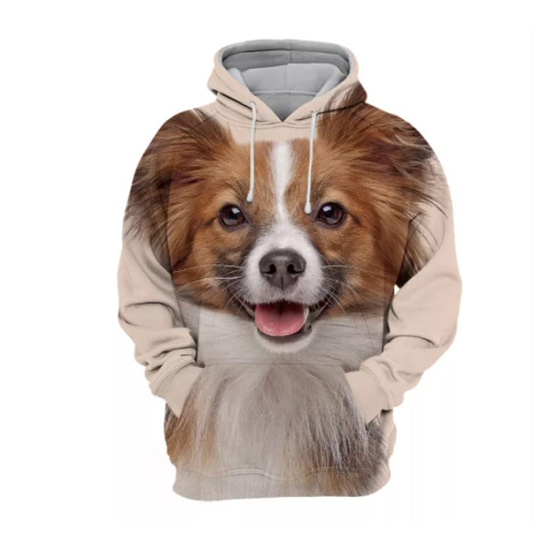 Sweat à capuche 3D peinture de chien Papillon coloré taille XL