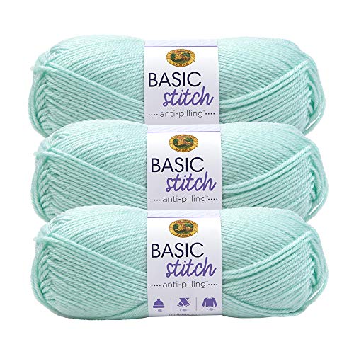 Image of Lion Brand Yarn Basic Stitch Anti-Pilling Yarn for Crocheting, Knitting, and Crafts, Frost, 3 Pack