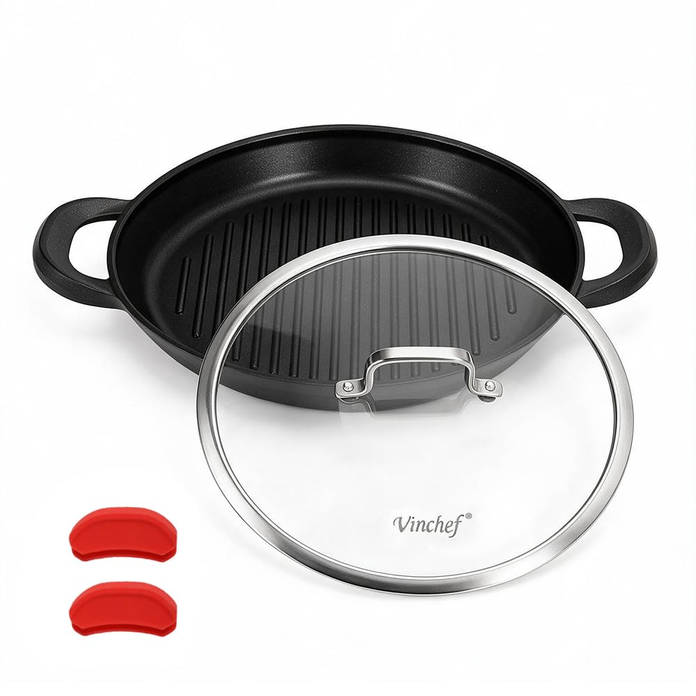 Vinchef 13" Nonstick Grill Pan with Lid -1