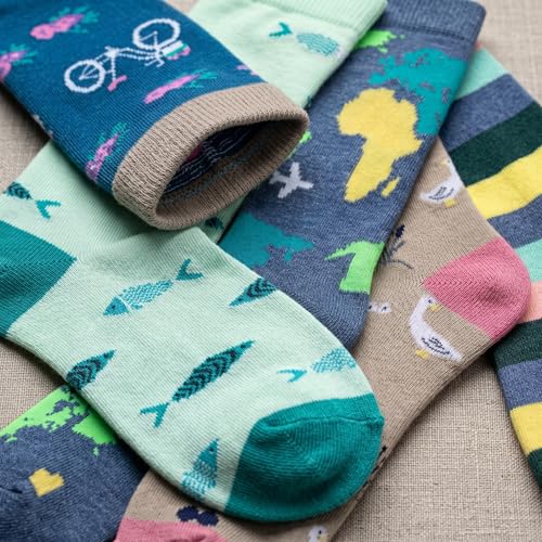 Image of Tipi Toe Women's 6-Pack Funky Crew Socks | Colorful Fun Patterned Novelty Dress Socks, Sizes 9-13