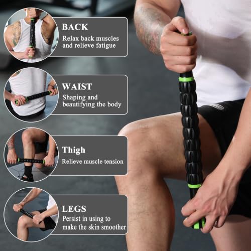 Image of Muscle Roller Deep Tissue Massage Stick Cellulite Roller Fascia Blaster Lymphatic Drainage Massager for Muscle Soreness Tightness Physical Therapy(Blue Black)