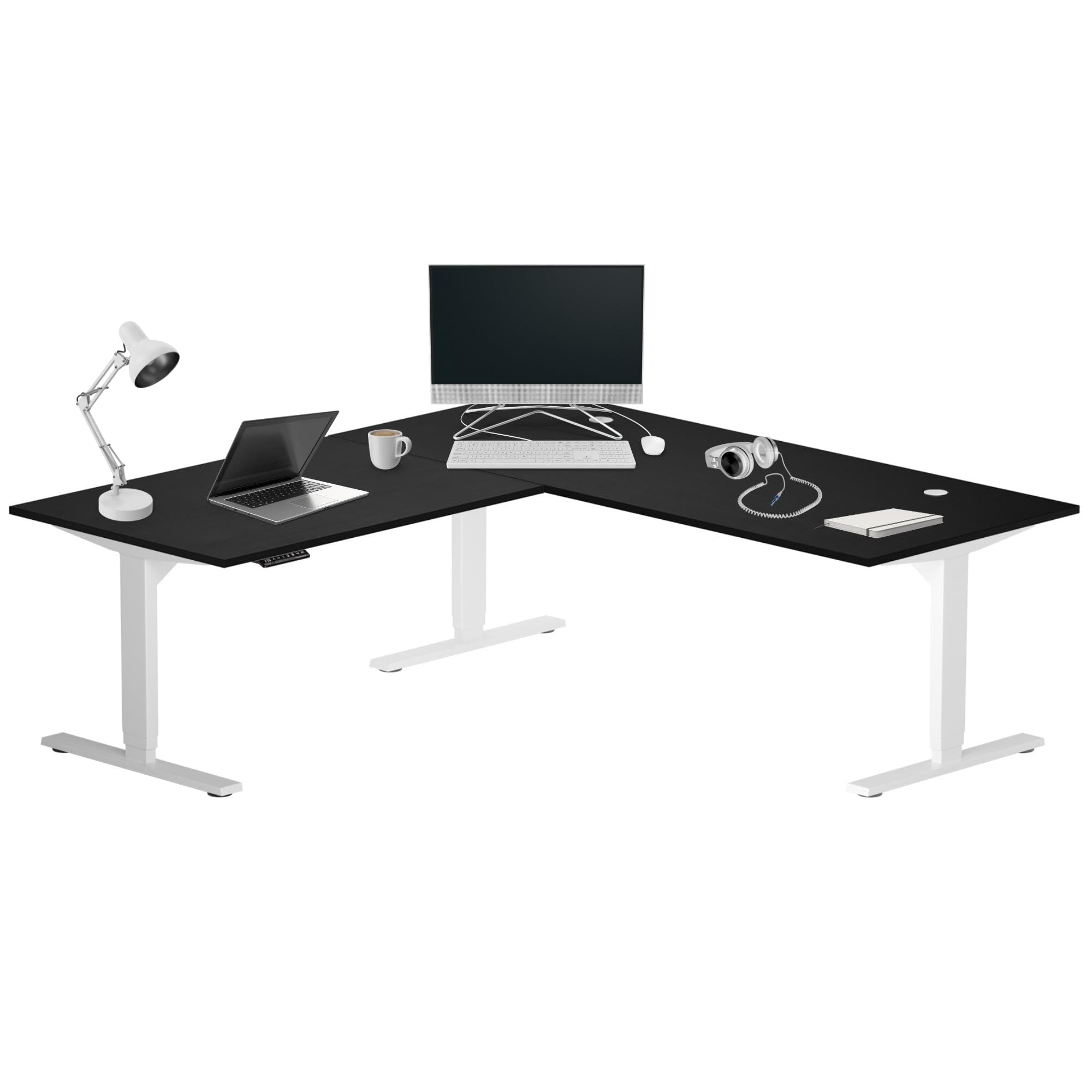 Progressive Desk Height Adjustable Electric Standing Desk - L Shaped 72 x 72 Computer Stand Up Rising Workstation