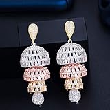 gold chandelier earrings australia > 2 cm Elegant Cubic Zirconia Chandelier Drop Boucles d\'oreilles pour Wen 3 Tone Gold Wedding Jewelry