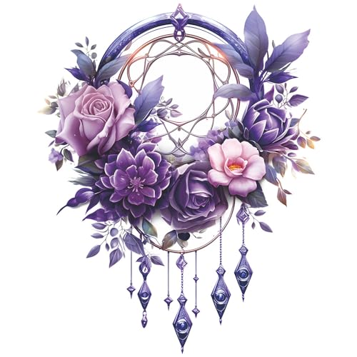 Vinilo Decorativo Atrapasueños Floral Morado 23.6x15.7 pulg