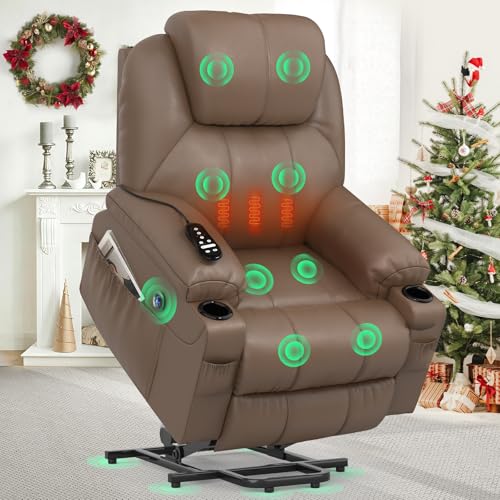 YONISEE Fernsehsessel Elektrisch Verstellbar, Aufstehhilfe Massagesessel mit Massage Wärmefunktion Seniorensessel, Relaxliege mit Fußteil, 2 Seitentaschen und Getränkehalter,USB-Anschlüsse, Grau