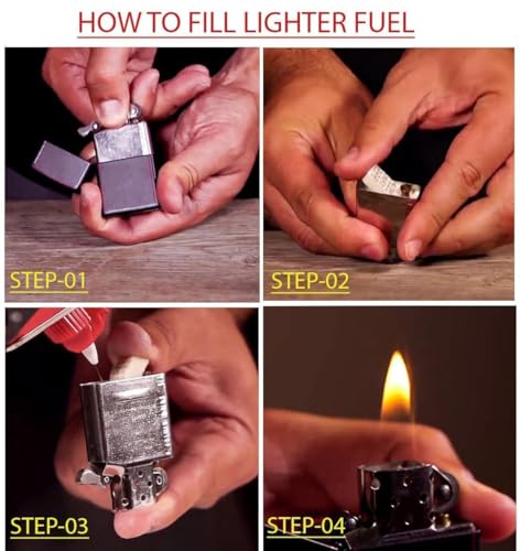 Image of Bunny Blush Refillable Small Pocket Cigarette Lighter Metal Body Fuel Lighter 'Without Fuel' Fill The Lighter with Oil Fuel for Outdoor Travel Utility Use (Silver)