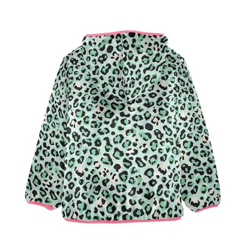 Leopard Print Toddler Fleece Jacket Baby Girls Hooded Zipper Long Sleeve Thick Warm Outerwear 3-10 Years2