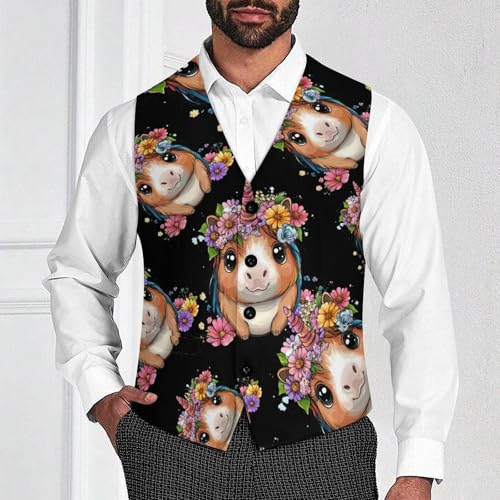 Guinea Pigs Un-icorns Men's Suit Vests Business Formal Dress Vest V-Neck Waistcoat for Wedding Casual2