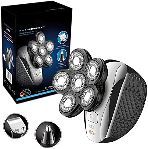 Head Shavers for Bald Men, 6-blade powerful electric shaver for men 3in1 electric razor hair trimmer beard wet dry bald shaving machine rechargeable kit