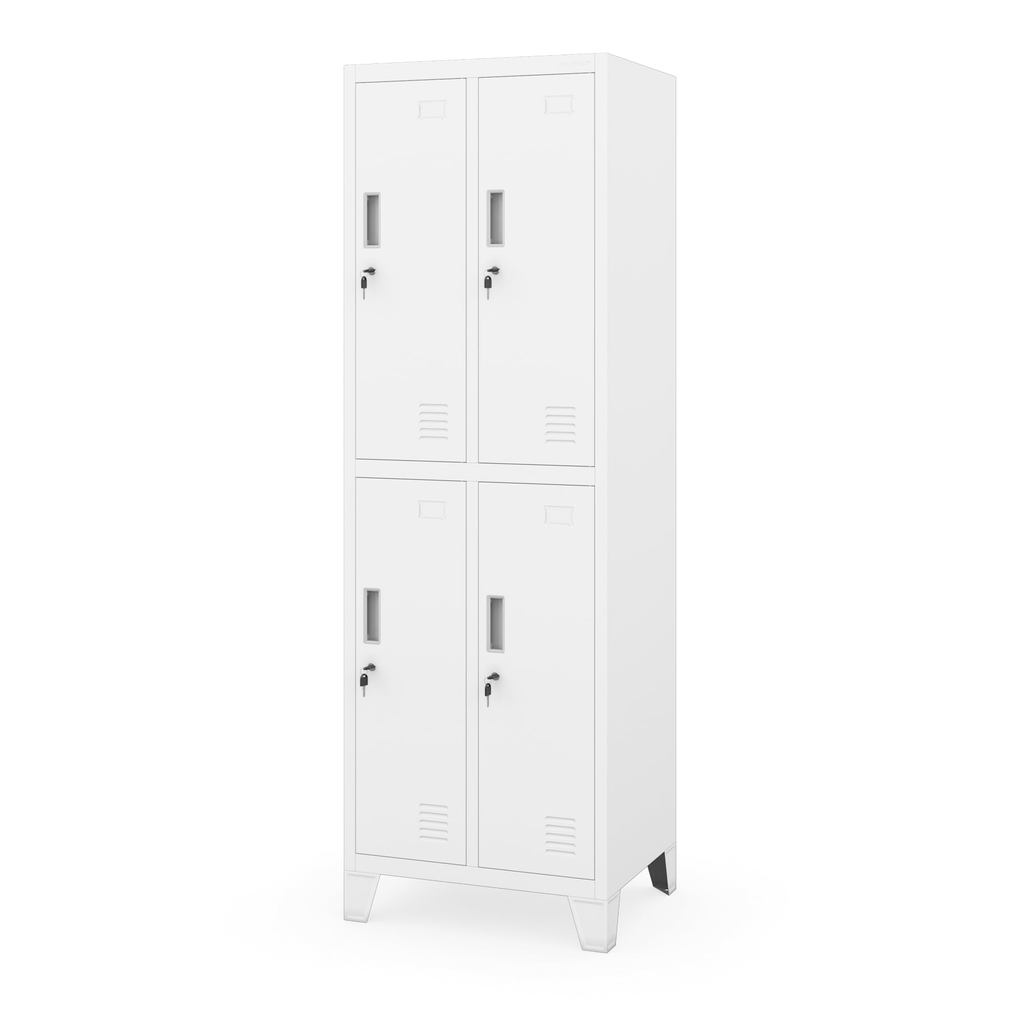 Jan Nowak taquilla metálica para Vestuario colectivo Armario de Acero con 4 Compartimentos Independientes Barra para Ropa ventilación portanombre y cerraduras Individuales 172 x 56 x 45 cm | Taquilla para 4 usuarios, barras para ropa, ventilación, soporte