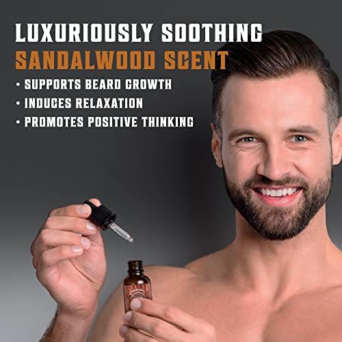 Viking Revolution Beard Oil For Men Sandalwood Scent - All Natural With Organic Argan & Jojoba Oils (28g) - Softens & Strengthens Beards And Mustaches For Men