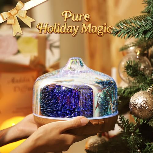 Porseme 500ml Glass Essential Oil Diffuser Aromatherapy Ultrasonic Cool Mist Humidifier 15-21 Running Hours Waterless Auto-Off Air Diffusers for Sleeping Yoga Working Spa(Silver) — view 6