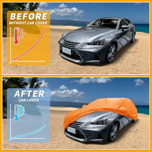 Housse de voiture pour Lexus IS en bâche orange imperméable 210D - 4