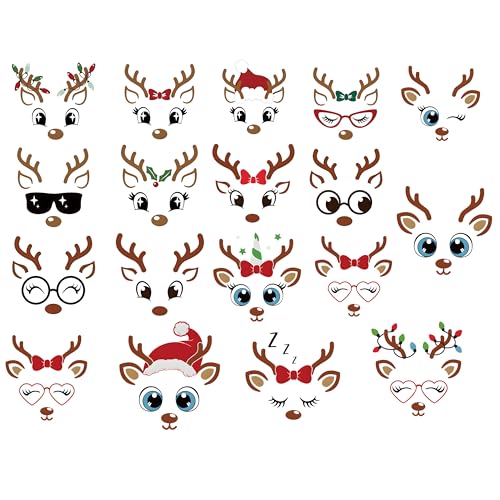 Finduat FD-SREINDEER22 18 Pcs Christmas Reindeer Face Stickers For Christmas Ornaments cover