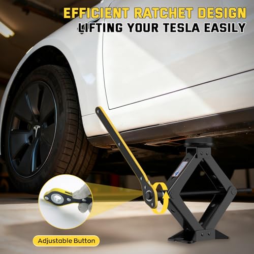Image of 3 Ton Car Jack for Tesla Model Y Model 3, 4.1 inch-18.3 inch Lifting Scissor Jack with Lug Wrench, Tesla Tire Change kit for Model Y /3 /S /X.