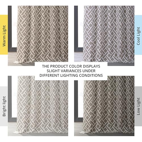 Image of HPD Half Price Drapes Modern Geometric Printed Curtains 96 Inches Long Luxury Cotton Curtains (1 Panel) Room Darkening Curtains for Bedroom & Living Room, 50W x 96L, Crosshatch Geometrical Taupe