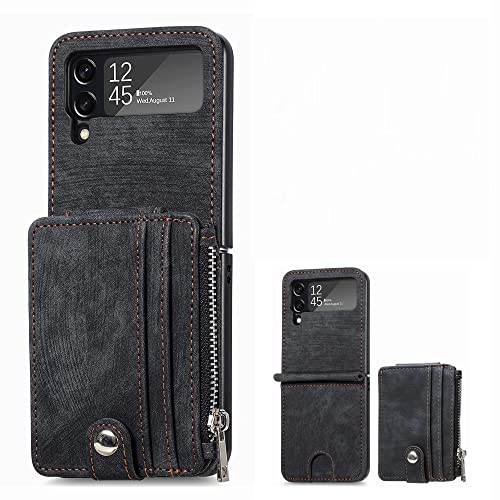 Housse de protection Samsung Z Flip4 pliable antichoc avec fentes cartes et portefeuille amovible